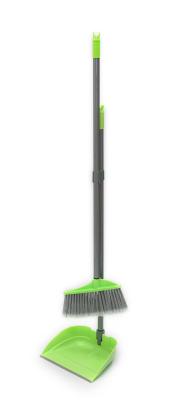 China Green Plastic Long Handled Dustpan / Collapsible Dustpan And Broom Set for sale