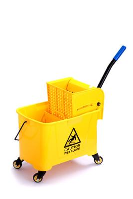 China 20L Industrial Mop Bucket Wring Trolley with Water Wringer Car Pushing Handle for sale