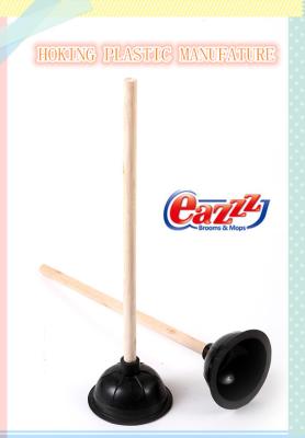 China Durable Rubber Toilet Plunger with 53cm Wooden Handle Round Hook for sale