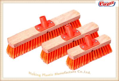 China 40cm Wooden Block Durable Sweeping Brooms PP Screw Stiff Orange for sale