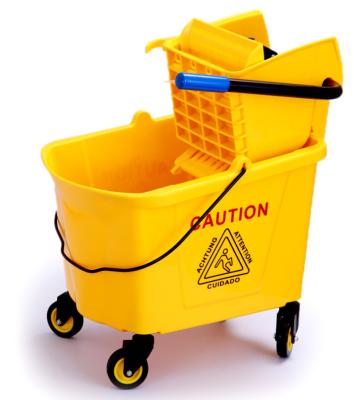 China 36L Commercial Press Mop Wringer Trolley With Pushing Handle / Four Wheels for sale