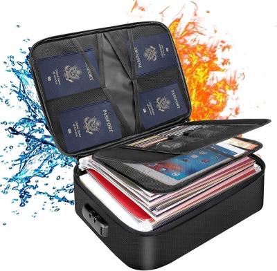 China Flame Retardant Portable Travel File Storage Case Document 3-Layer Bag With Lock for sale