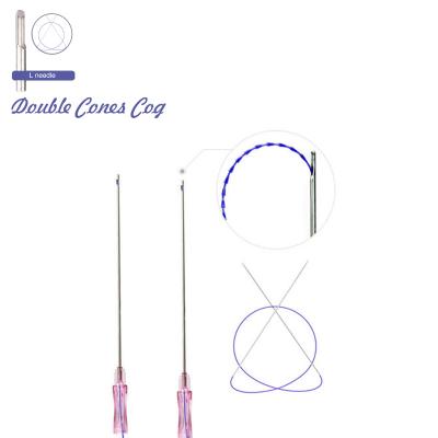 China Double needle pdo thread effect V face lifitng W cannula 20G 130mm/400mm durable strong tooth Korea cones for sale