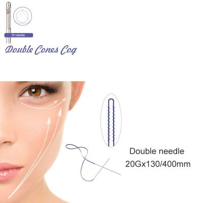 China Double Cheek Adult Korean Breast Cones Tooth PDO Suture Lifter Needle 19G 125mm/400mm With L Tip Blunt for sale