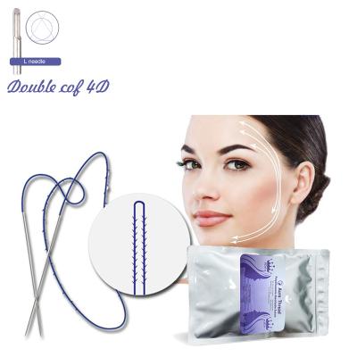 China Korea Facelift New Material Adult Tooth 4D 20G 140mm/400mm Sharp Needle Bleeding Less PDO Double Needle Thread for sale