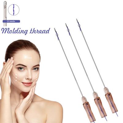 China Adult Selling Absorbable Contour Bearing Body Cheek Chin Tooth Molding W Cannula 19G 100MM Wire Elevator Blunt pdo for sale