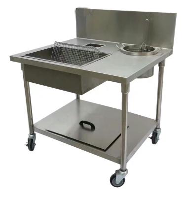 China 2021 New Commercial Fast Food Restaurant Stainless Steel Chicken Restaurant Breading Table for sale