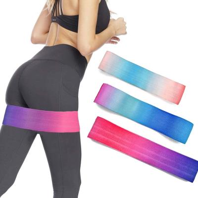 China Polyester Fabric Factory Price Rainbow Color Woman Fitness Yoga Exercise Cloth Home Resistance Bands for sale