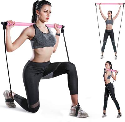 China Hot Selling Indoor Fitness Exercise Pilates Bar Portable Exercise Bar Yoga Bar With Resistance Rope Pilates Stick Kit FTP045 for sale