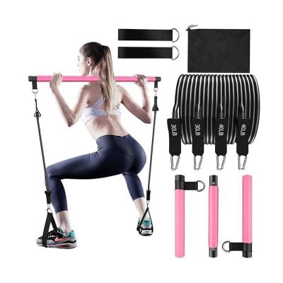 China 3 Section Disassembly Silicone Free Elastic Rope Adjustable Pilates Bar 51*13*6CM for sale