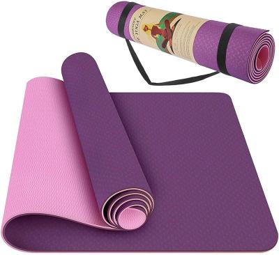 China Hotsell 2021 Tape Non Slip Eco Friendly Double Layer Tape Yoga Mat Yoga Pilates 6MM Non Slip Outdoor Textured Yoga Mat for sale