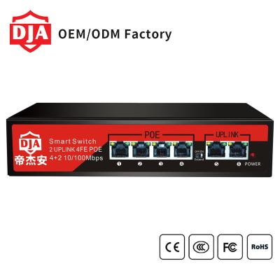 China POE 4 Ports 10/100M Ethernet Switch With 4 Port PoE Switches And 2 Uplink Port for sale