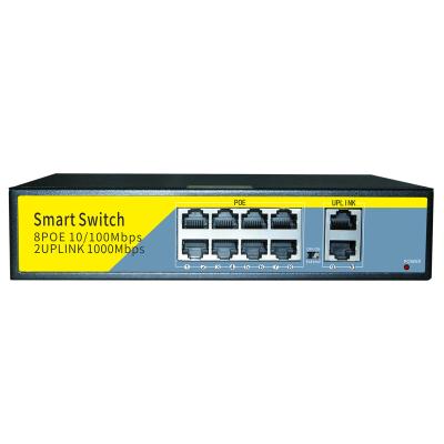 China High Quality POE Gigabit 100/1000Mbps 8+2 Poe Switch 48 CCTV 52V Poe Port Switch 8 Port OEM Factory for sale