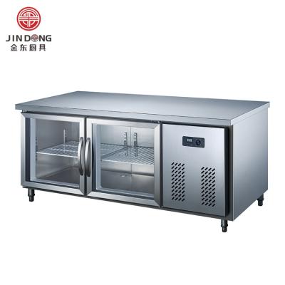 China Hotel Commercial restaurant kitchen milk tea shop water bar stainless steel fresh display freezer integrated refrigerated table for sale