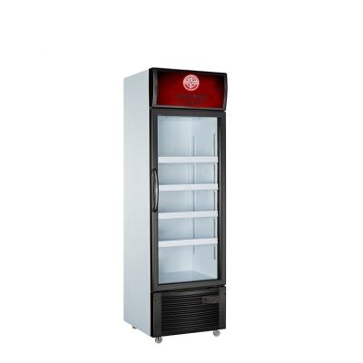 China Single-Temperature Vertical Refrigerated Showcase Glass Soft Drink Beer Cooling Display Refrigerator for sale