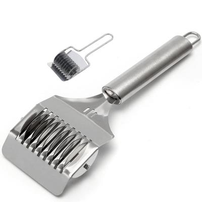 China Viable Bake Tool Stainless Steel Pasta Noodle Knife Lattice Roller Spaghetti Maker Dough Cutter for sale