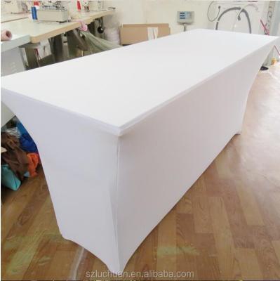 China Custom Rectangular Spandex Tablecloth Oilproof Party White Wedding for sale