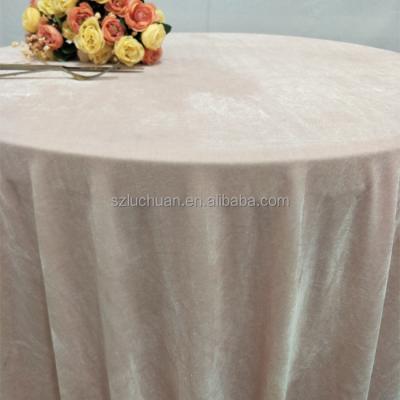 China Light Pink Oilproof Velvet Tablecloths Wedding Thick Velvet Table Cloth for sale