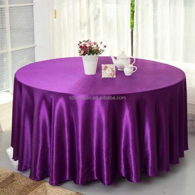 China Wholesale Elegant Oilproof 120 Round Purple Satin Tablecloth For Wedding for sale