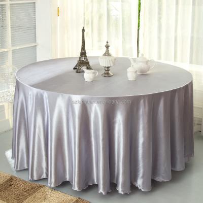 China Beautiful Shiny Silver Oilproof 120 Satin Round Tablecloth For Wedding for sale