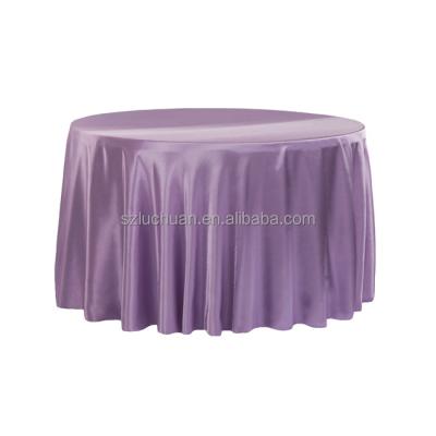 China Beau Wedding Oilproof Round Satin Fabric Lilac Tablecloth for sale