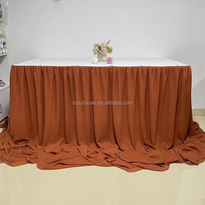 China Home terracotta chiffon table skirt roll buffet table edging whole sale fitted table skirts for sale