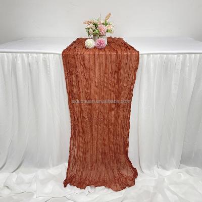 China Customized Terracotta Gauze Table Runners Wedding Table Runners Burnt Orange Table Runner Decor for sale