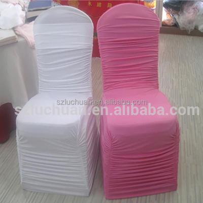 China Wholesale Romantic Ruched Chair Cover Restaurant Chair Covers Spandex Fabric for sale