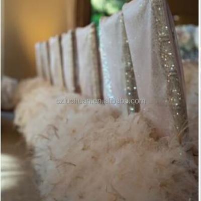 China Romantic Sequin With Ostrich Feather Fancy Chair Covers For Weddings Decoration for sale