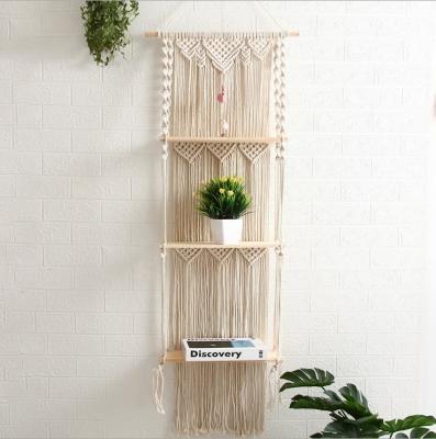 China Luchuan macrame plant hangers macrame wall hanging macrame standard handmade shelf style and customization for sale