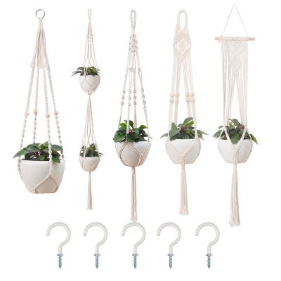 China Luchuan Cotton Flower Pot Holder Boho Macrame Plant Standard Decorative Hanger 5 Style and Wall Handmade Indoor Planter Customization for sale