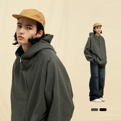 China Fashion 450G Cotton Brand Original Heavy Breathable Loose Loop Zipper Hooded Sweater Coat For Men's Autumn/Winter 2023 for sale