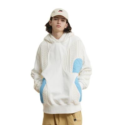 China Xiaozhong Heavy Industry Cotton Loop Breathable Original Unisex Splice Sweater Loose Casual Winter Hooded for sale