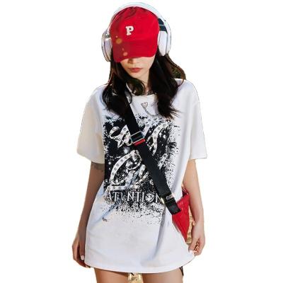 China Fashion Breathable Street Wear Round Neck T-shirt Mens Womens Loose Neck Shirt Custom Printed T Shirts for sale