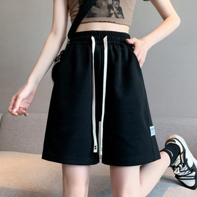 China 2023 New Breathable Summer High Waist Shorts Women's Casual Sports Pants Loose Cotton Panel Wide Leg Split Pants for sale