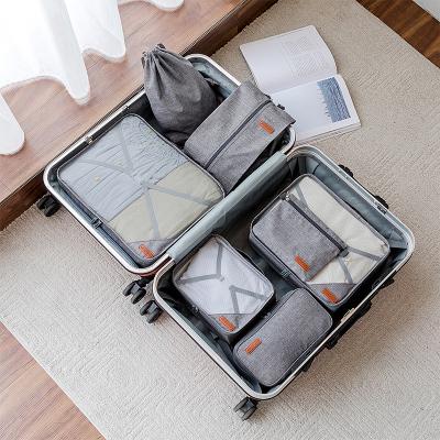 China Durable Travel Tote Cubes New Design Customized Luggage Organizer Bags 7 In 1 Compressed Packing Cubes Travel Bags for sale