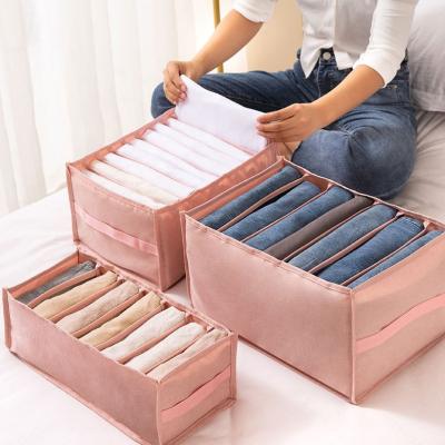 China Viable Drawer Foldable Organizer Closet Divider Storage Box Washable Wardrobe Clothes Storage Box for sale