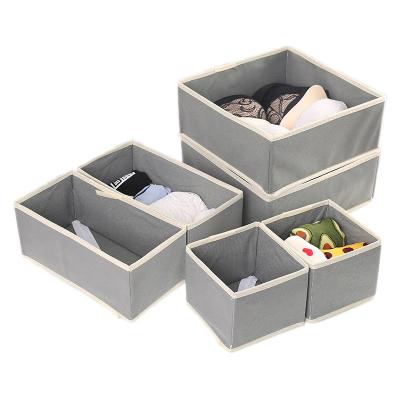 China Three-Piece Cabinet 6PCS Drawer Organizer Divider Storage Box Viable Foldable Bra Sock Underwear Storage Box for sale