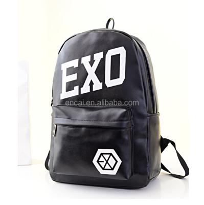 China Fashionable Encai Youth Shoulder Bags New Design EXO Style PU Backpack Waterproof Wholesale Leisure Rucksack for sale