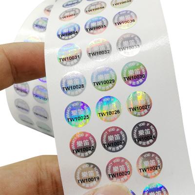 China Blank Waterproof Holographic Sticker Warranty Holographic Security Label Sticker Packaging Customization for sale