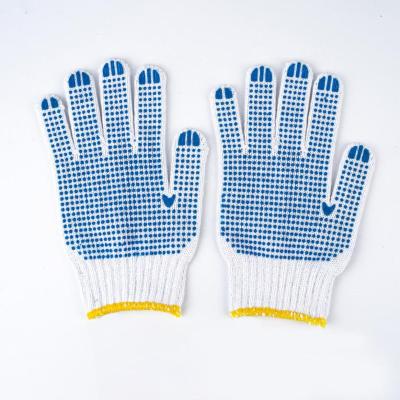 China Anti-Slip Cotton Knitted Safety Working Gloves With PVC Dotted for sale