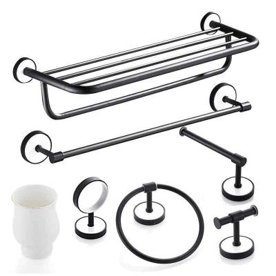 China Modern Black Modern Bathroom Accessories 6 Piece Set Bathroom Towel Rail Stainless Steel Towel Rack for sale