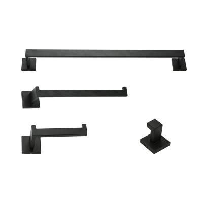 China Modern Luxury Black Color Bathroom Accessories Stainless Steel Towel Rack Sets Rack for sale