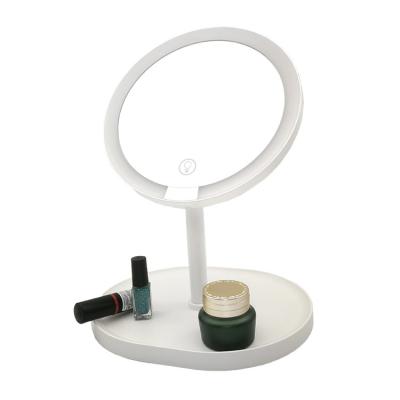 China USB Rechargeable Desk Lighted Vanity LED Makeup Mirror Shine Adjustable for sale