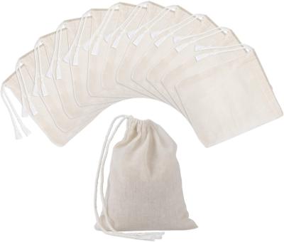 China Recyclable 100 Pieces Cotton Drawstring Bags Muslin Bags for sale