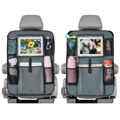 China Viable Storage Backseat Car Organizer With Touch Screen Tablet Holder and 5 Storage Bags Car Pockets for Kids Toddlers Toys Sundries for sale