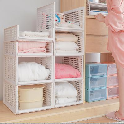 China Sustainable Closet Organizer Wardrobe Storage Shelves Rack For Bedroom Easy Assemble Storage Plastic Racks And Rack Foldable Custom Size for sale