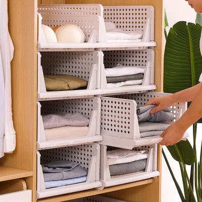 China Viable Assemble Plastic Foldable Storage Layered Storage Drawer Box Cabinet Wardrobe Partition Drawer Plastic Shelf for sale