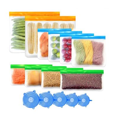 China Freezer Sustainable Containers Airtight Lunch Bags Preserving Cooking Kitchen Saver Silicone Food Storage Bag With Zipper for sale