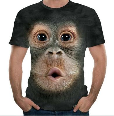 China Europe and America men's QUICK DRY T-shirts 3d printed fitness animal elasticityDesign short sleeve casual tops plus size men's clothing for sale